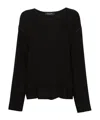 Fabiana Filippi Beaded Trim Crepe Top With Drop Shoulder In Black
