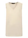 Fabiana Filippi Sleeveless Blouse With V-neckline And Monile Trim In White
