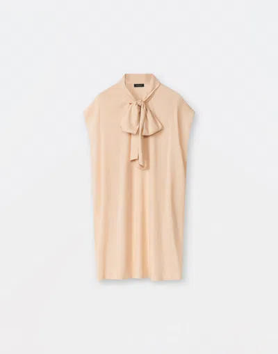 Fabiana Filippi Sable' Sleeveless Dress With Bow Collar Detail In Dusty Pink