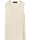 Fabiana Filippi Sleeveless Blouse With V-neckline And Monile Trim In Neutrals