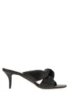 Fabiana Filippi Leather Sandals With Braided Front And Kitten Heel In Black
