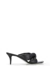 Fabiana Filippi Leather Sandals With Braided Front And Kitten Heel In Black