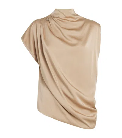 FABIANA FILIPPI SATIN ASYMMETRIC RUCHED TOP