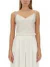 Fabiana Filippi Satin Top With Metallic Strap Detail In White