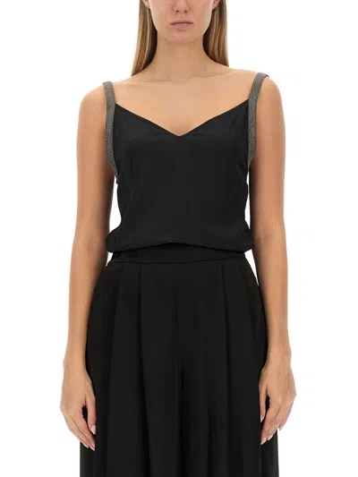 Fabiana Filippi Satin Lingerie Top In Black