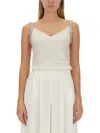 Fabiana Filippi Satin Top With Metallic Strap Detail In White