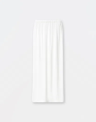 Fabiana Filippi Satin Long Skirt With Back Vent In White
