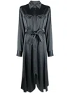 Fabiana Filippi Satin Long-sleeve Shirtdress In Blue
