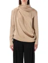 Fabiana Filippi Satin Draped Blouse With Jewel Detail In Multi