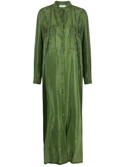 Fabiana Filippi Satin Maxi Shirtdress In 绿色