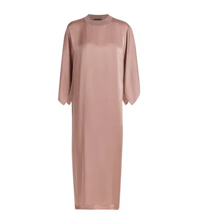 Fabiana Filippi Satin Midi Dress In Brown