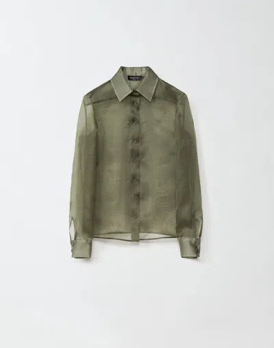 Fabiana Filippi Satin Organza Basic Shirt In Green