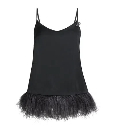Fabiana Filippi Feather-trim Bead-embellished Camisole Top In Gray