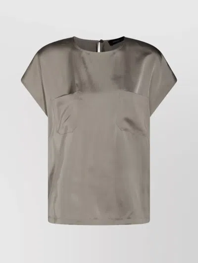 FABIANA FILIPPI SATIN TOP SLEEVES KEYHOLE BACK