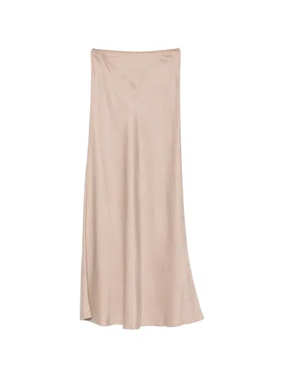 Fabiana Filippi High Waist Satin Skirt Floor Length In Pink