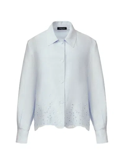 Fabiana Filippi Scalloped Embroidered Shirt In Blue