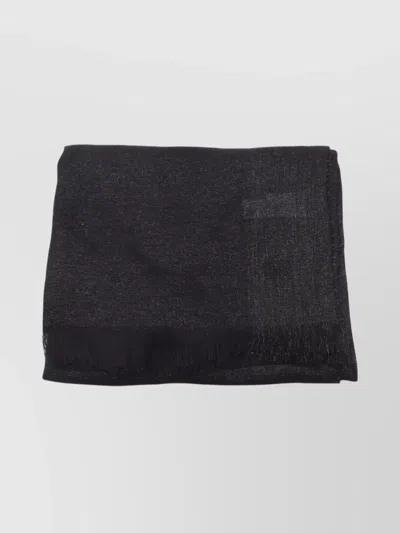 Fabiana Filippi Scarf Linen Blend Fringed Edges In Black