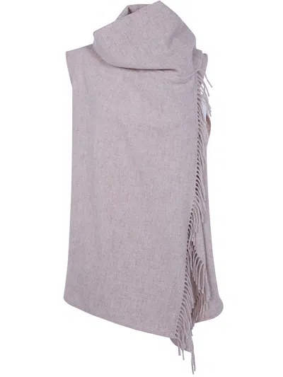 Fabiana Filippi Scarf Wool Blend Cape Vest In Neutral
