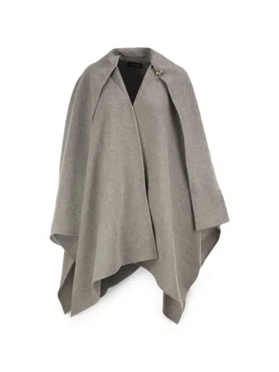 Fabiana Filippi Wool Cape With Jewellery Detail In Gray
