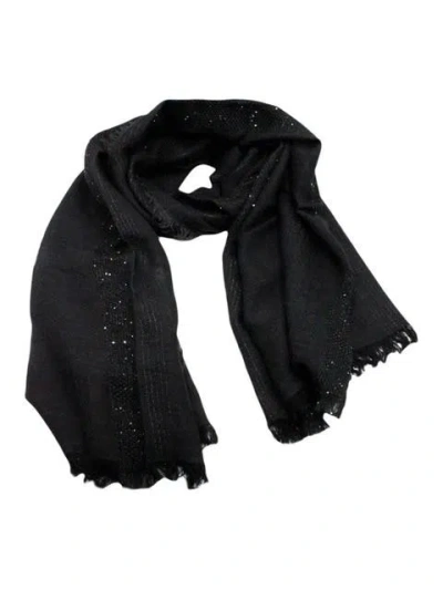 Fabiana Filippi Wool Blend Scarf Embellished With Lurex And Micro Sequins Measuring 170 X 180 Cm In Grey