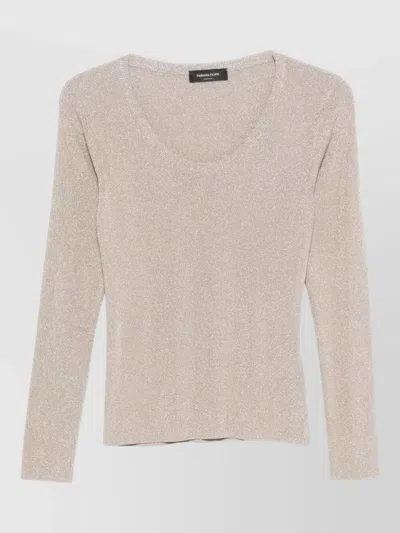 Fabiana Filippi Scoop Neck Fine Knit Ribbed Sweater In Neutral