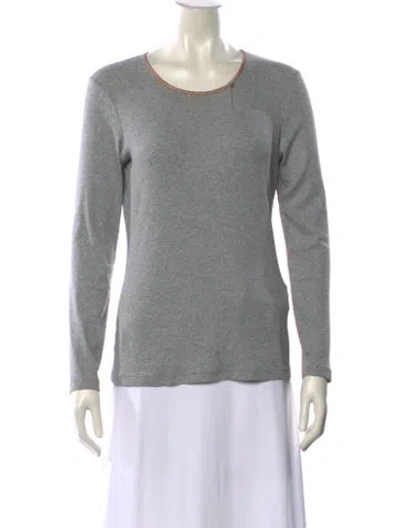 Pre-owned Fabiana Filippi Scoop Neck Long Sleeve T-shirt In Gray