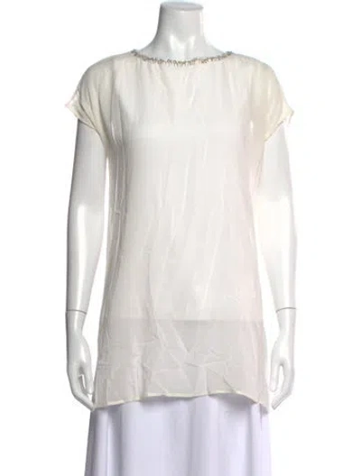 Pre-owned Fabiana Filippi Scoop Neck Short Sleeve Tunic In White