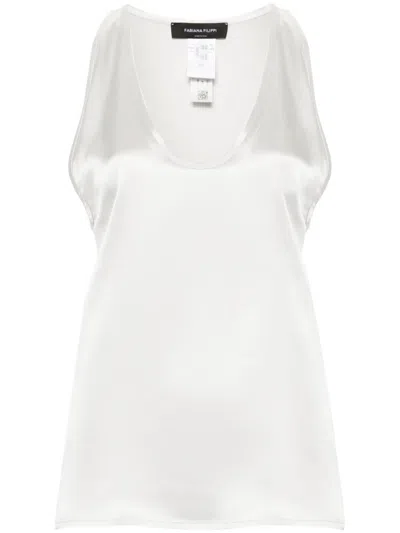 Fabiana Filippi Scoop-neck Silk Top In Grey