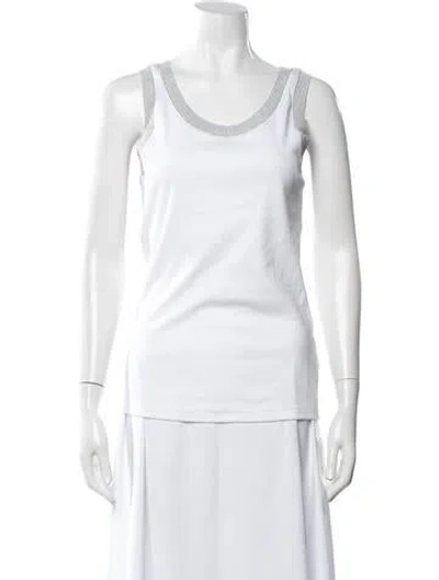 Pre-owned Fabiana Filippi Scoop Neck Sleeveless Top In White