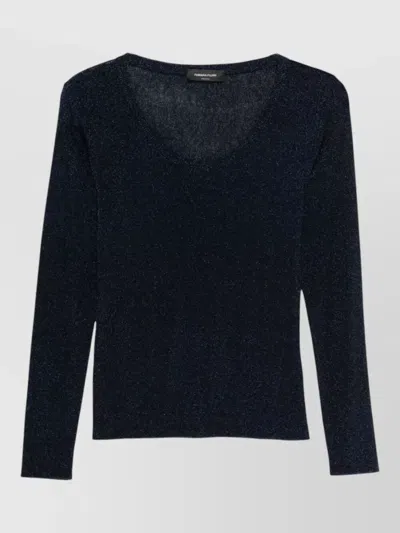 Fabiana Filippi Scoop Neck Slim Knit Long Sleeve Sweater In Black