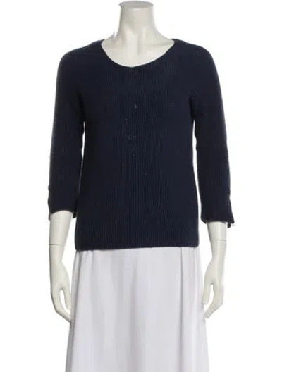Pre-owned Fabiana Filippi Scoop Neck Three-quarter Sleeve Top In Blue