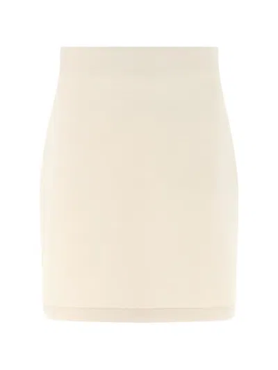 Fabiana Filippi High Waist Cashmere Scuba Midi Skirt In Neutral