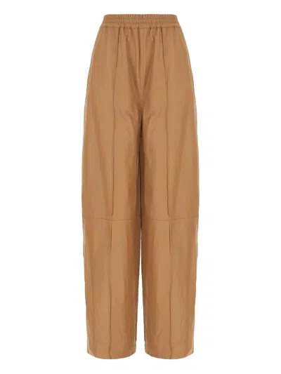 Fabiana Filippi Wide Trousers Side Pockets Flowing Cut In Brown