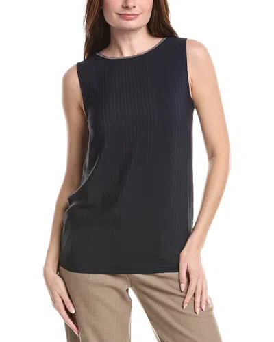 Fabiana Filippi Seersucker Silk-blend Tank In Black