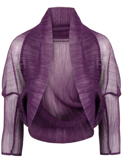 Fabiana Filippi Semi-sheer Cropped Jacket In Purple