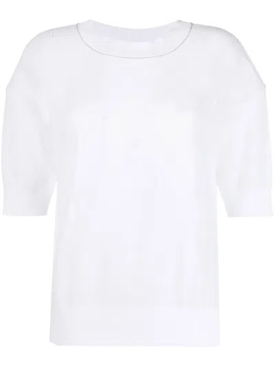 Fabiana Filippi Semi-sheer Knitted T-shirt In White