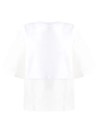 Fabiana Filippi Semi-sheer Panelled Cotton T-shirt In White
