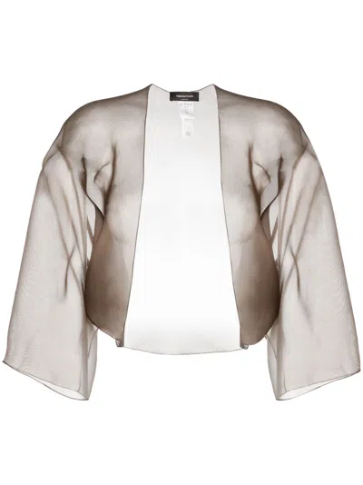 Fabiana Filippi Semi-sheer Silk Jacket In Brown