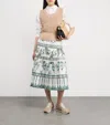 Fabiana Filippi A-line High-waisted Pleated Printed Midi Skirt In Beige