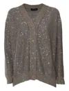 Fabiana Filippi Sequin Cotton Ribbon V Neck Cardigan In Black