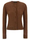 Fabiana Filippi Sequin Crochet Knit Cardigan In Red