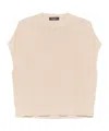 Fabiana Filippi Crewneck Sweater With Cap Sleeves And Sequin Embellishment In Nude