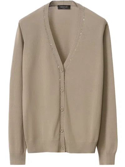 Fabiana Filippi Sequin-detail Cardigan In Brown