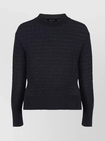 FABIANA FILIPPI SEQUIN DETAIL CREW-NECK COTTON SWEATER