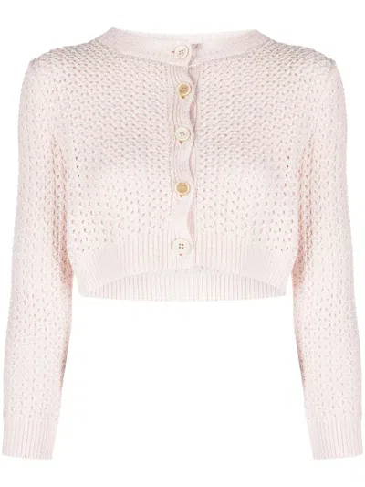 Fabiana Filippi Sequin-detail Open-knit Cardigan In Pink