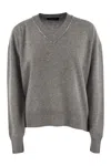 Fabiana Filippi V Neck Sweater With Sequin Trim Detail In 8132