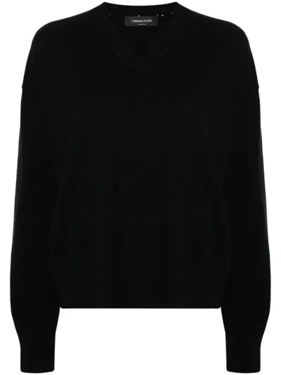 Fabiana Filippi Sequin-detail V-neck Jumper In Black