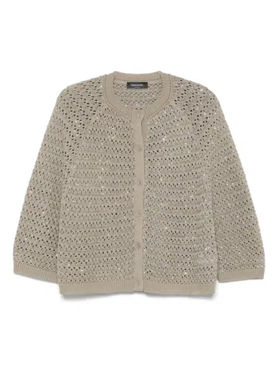 Fabiana Filippi Sequin-embellished Cardigan In Nude