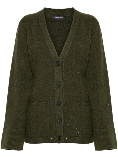 Fabiana Filippi Sequin-embellished Cardigan In Green