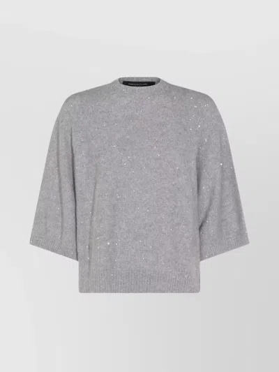 Fabiana Filippi Sequin Embellished Crewneck Knitwear With Relaxed Fit In Gray